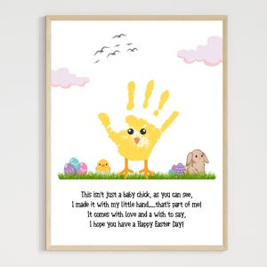Baby Chick Happy Easter Poem Handprint Craft for Kids Printable, DIY Spring Art Activity Keepsake Personalized Gift from Child Baby Toddler