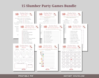 Slumber Party Games Bundle Printable, Tween Preteen Sleepover Games, Birthday Party Games, Fun Sleepover Activity Ideas, Pajama Party Games