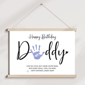 Happy Birthday Daddy Card Printable, DIY Gift for Dad from Kids Baby Toddler Handprint Art Craft Poem Keepsake Personalized Card Present