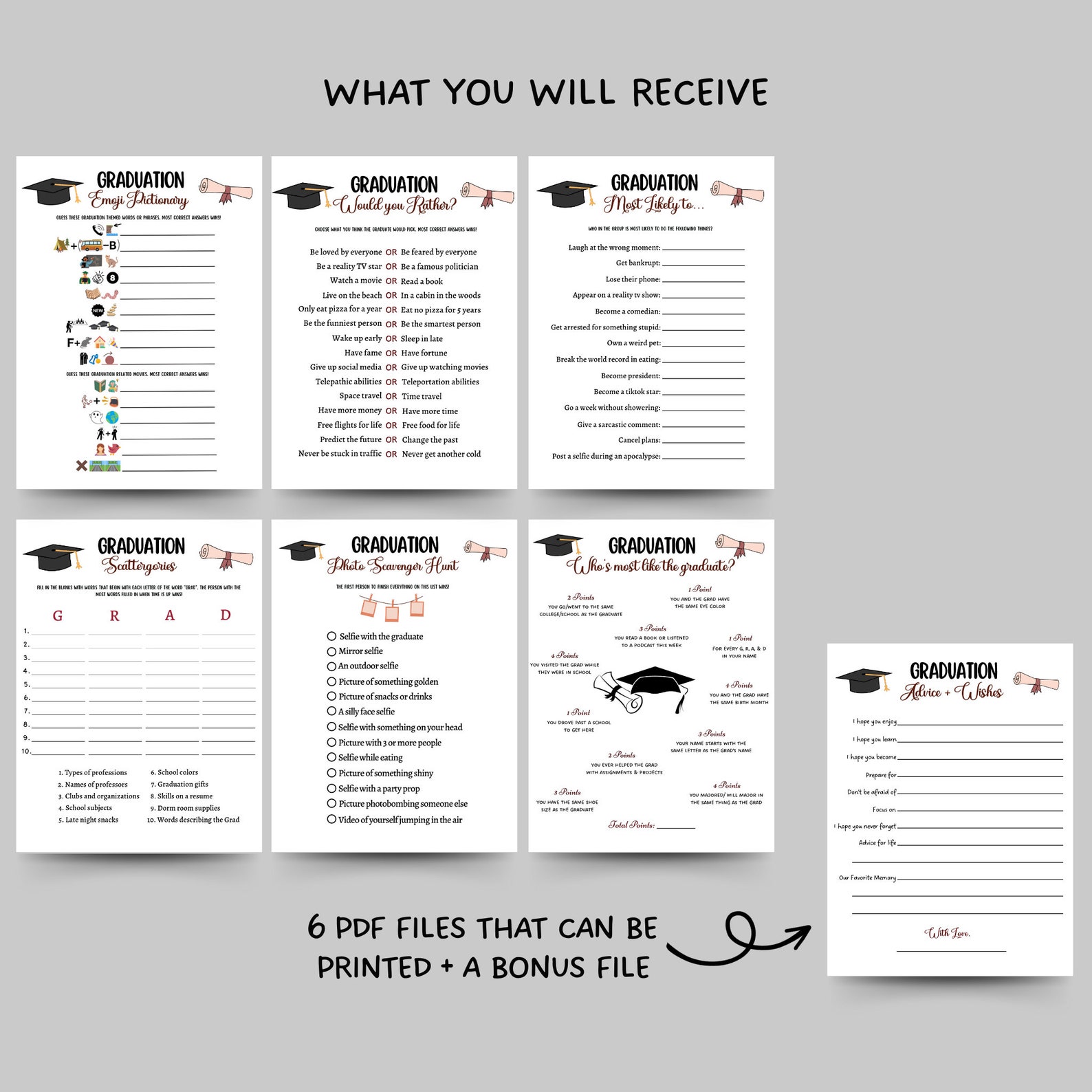Graduation Party Games Printable, High School Senior Grad Party Games ...