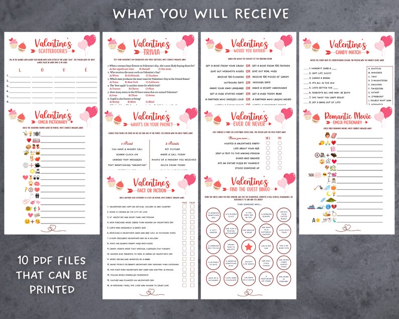 Valentine's Day Games Bundle Printable for Adults - Etsy