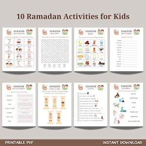 Ramadan Activity for Kids Printable, Eid Activities, Kids Ramadan Printables, 10 Pack Bundle, Muslim Islamic Printable Activity for Children