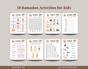 Ramadan Activity for Kids Printable, Eid Activities, Kids Ramadan Printables, 10 Pack Bundle, Muslim Islamic Printable Activity for Children