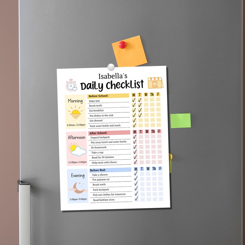 Kids Daily School Checklist Schedule Printable, Editable Chore Chart, Daily Routine Responsibility Chart, Homeschool Planner To Do List zdjęcie 8