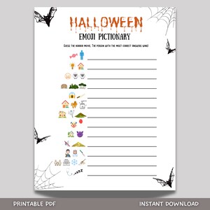 Halloween Emoji Game Printable, Emoji Pictionary Party Game For Adults, Halloween Party Decor, Fun Halloween Party Games Instant Download