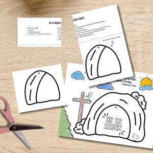 He is Risen Easter Coloring Craft Printable Christian Sunday School ...