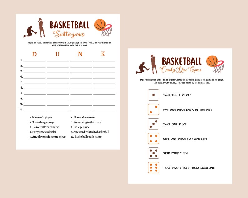 Basketball Party Games Bundle Printable Tailgate Game Mens Etsy