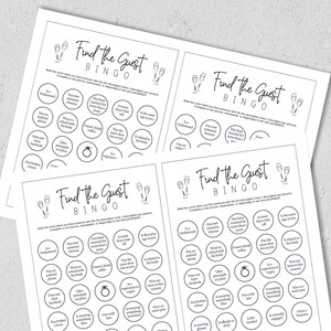 Find the Guest Bingo Game Printable Bridal Shower Game Hens - Etsy
