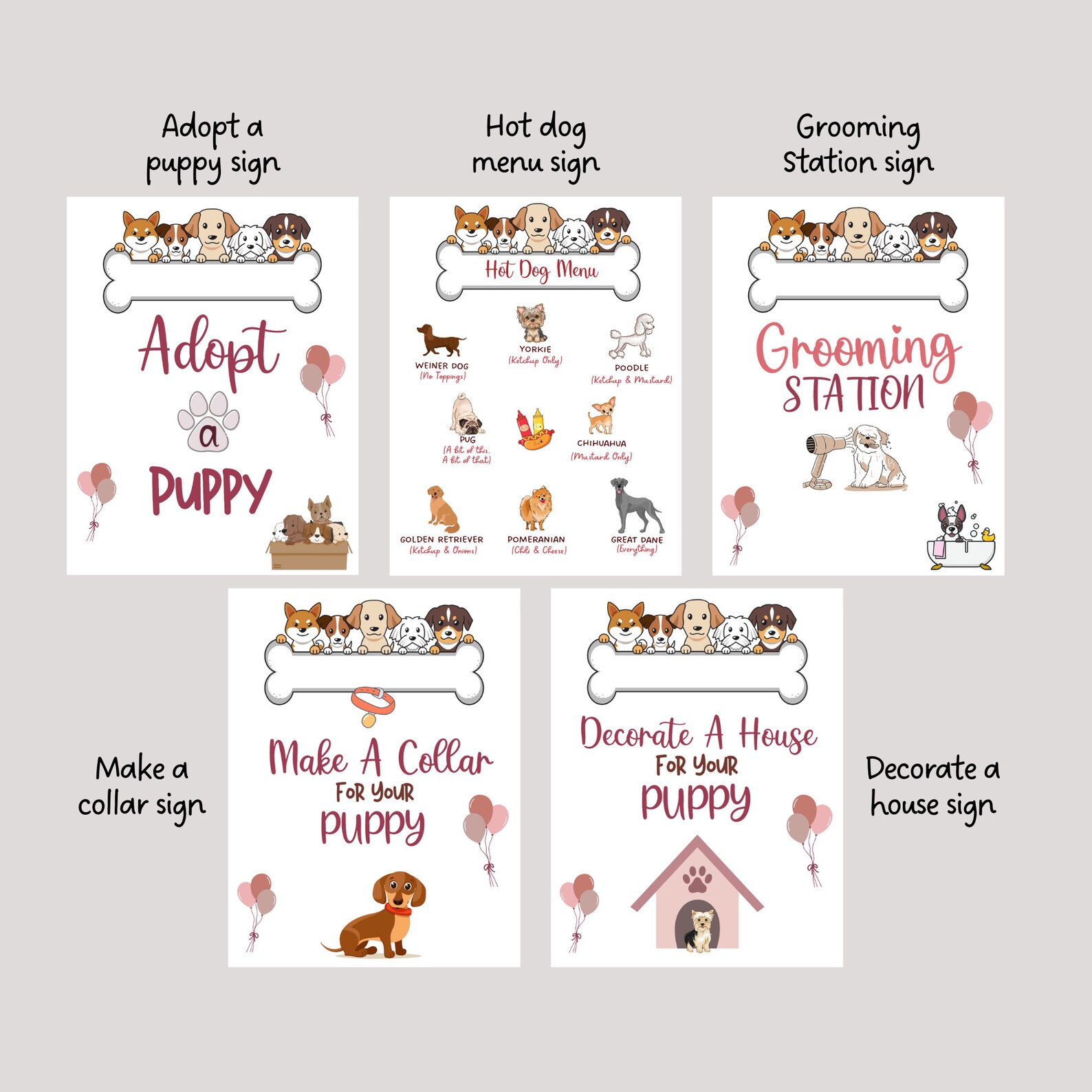 Puppy Party Signs Printable, Adopt a Puppy Party Games, Dog Adoption ...