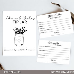 Hochzeit Braut & Bräutigam gut Wünsche Karte zum ausdrucken, Minimalist Brautparty Spiel, Hochzeit Dusche Paar Beratung Tipp Glas Zeichen