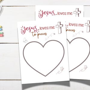 Jesus Loves Me to Pieces Christian Craft Printable, Valentine’s Day Art for Sunday School, Baby ...