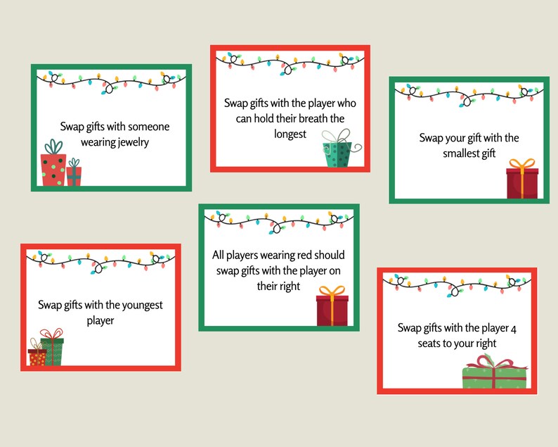 Christmas Gift Exchange Game Printable White Elephant Yankee Etsy