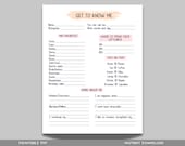 Coworker Questions Printable, All About Me Employee Questionnaire, Employee Favorites List, Employee Appreciation, Gift Exchange Team Survey