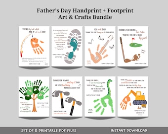 Father's Day Handprint & Footprint Art Printable, Gift for Dad from Kids, DIY Keepsake Craft Card, Dad Birthday Gift, Father's Day Gift Idea