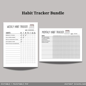 Gewoonte Tracker afdrukbare, bewerkbare maandelijkse gewoonte tracker, dagelijkse gewoonte tracker, wekelijkse doelplanner, doel tracker, routine tracker sjabloon