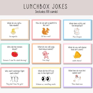 Lunchbox Jokes Cards for Kids Printable, Back to School Funny Lunch Box Notes Cute Teacher Resources Riddles Dad Jokes Digital PDF for Moms