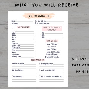 Coworker Questions Printable All About Me Employee - Etsy
