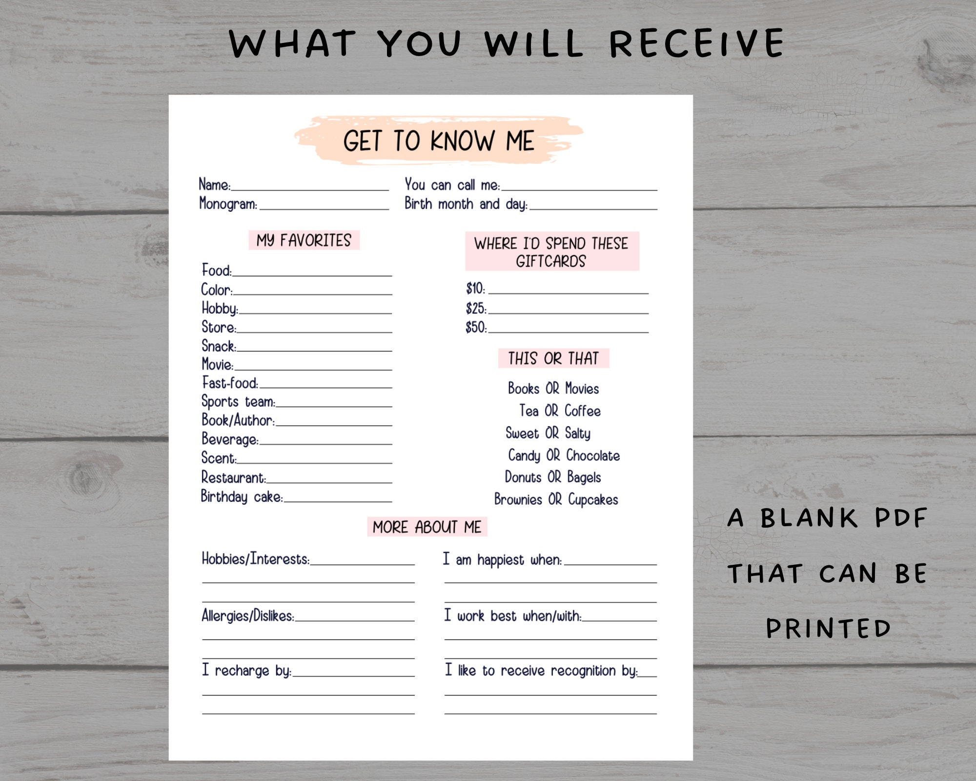 Coworker Questions Printable All About Me Employee - Etsy