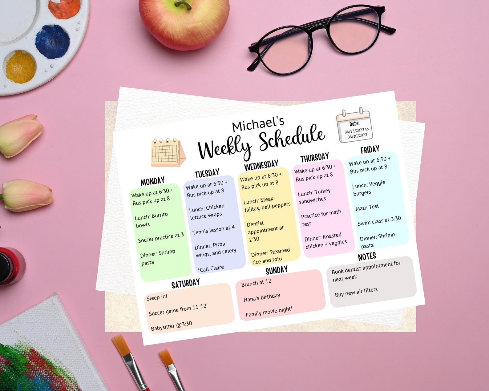 Kids Weekly Planner Printable Editable Weekly Schedule Kids - Etsy