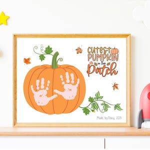 Pumpkin Handprint Craft Printable, Fall Autumn Activity DIY Footprint ...