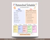 Homeschool Schedule, Homeschool Planner Printable, Homeschool Daily Schedule Kids Editable, Preschool Printable Lesson Planner PDF