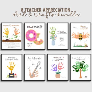 Teacher Appreciation Handprint Craft Bundle Kids Printable DIY End of Year School Gift Keepsake Art for PreK Kindergarten Preschool Children