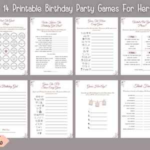 Birthday Games for Her Printable Womens Birthday Party Games - Etsy