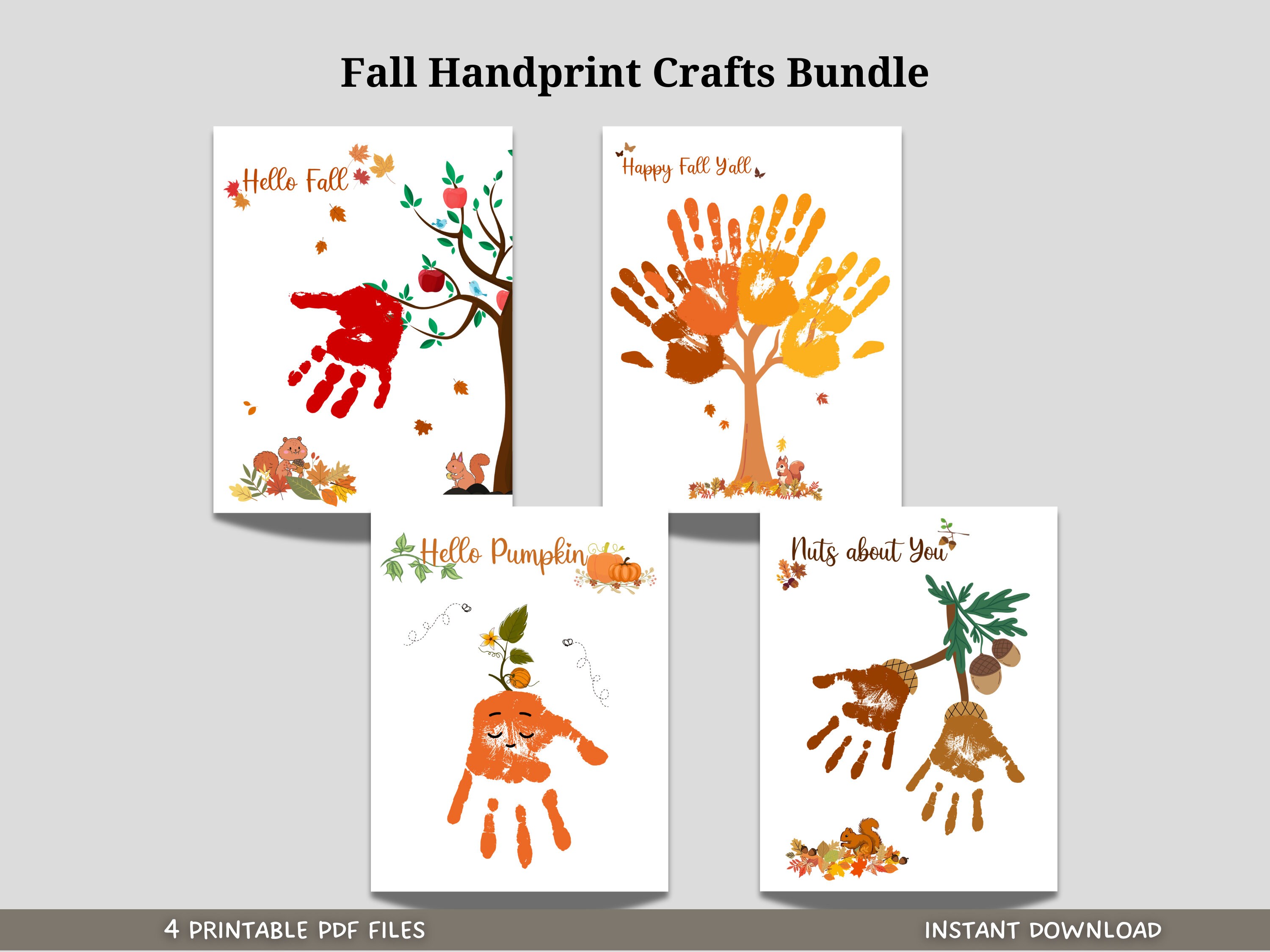Fall Handprint Crafts Printable, DIY Autumn Art for Baby Toddler Kids ...