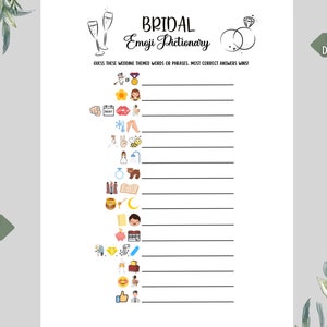 Bridal Shower Emoji Pictionary Printable Bridal Party Game - Etsy