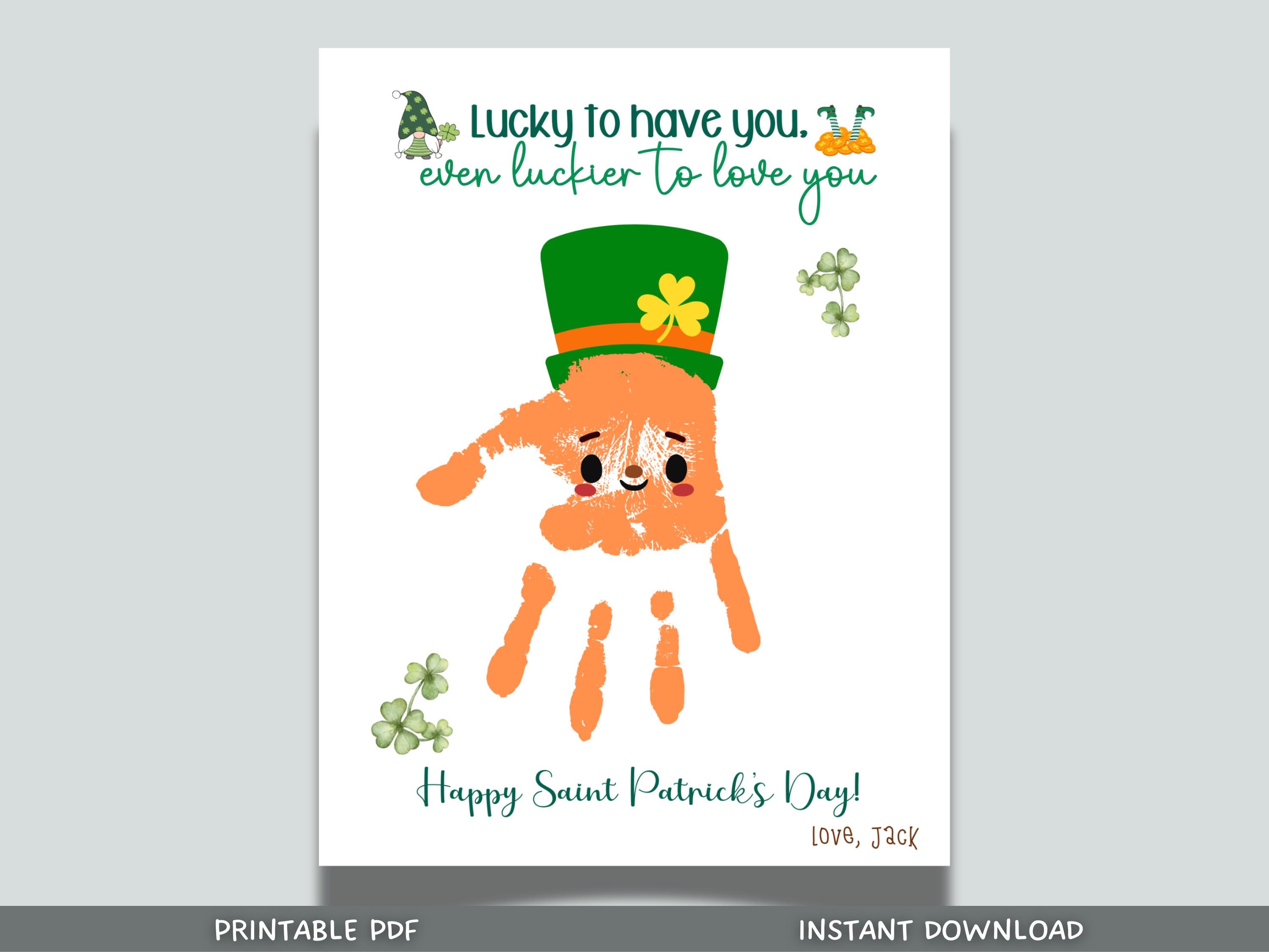 St Patricks Day Leprechaun Handprint Craft Printable, DIY Art for…