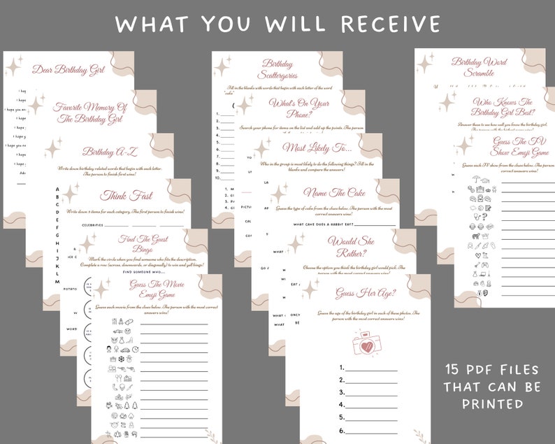 Birthday Games for Her Printable Womens Birthday Party Games - Etsy