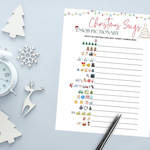 Christmas Songs Emoji Pictionary Printable Christmas Guessing - Etsy