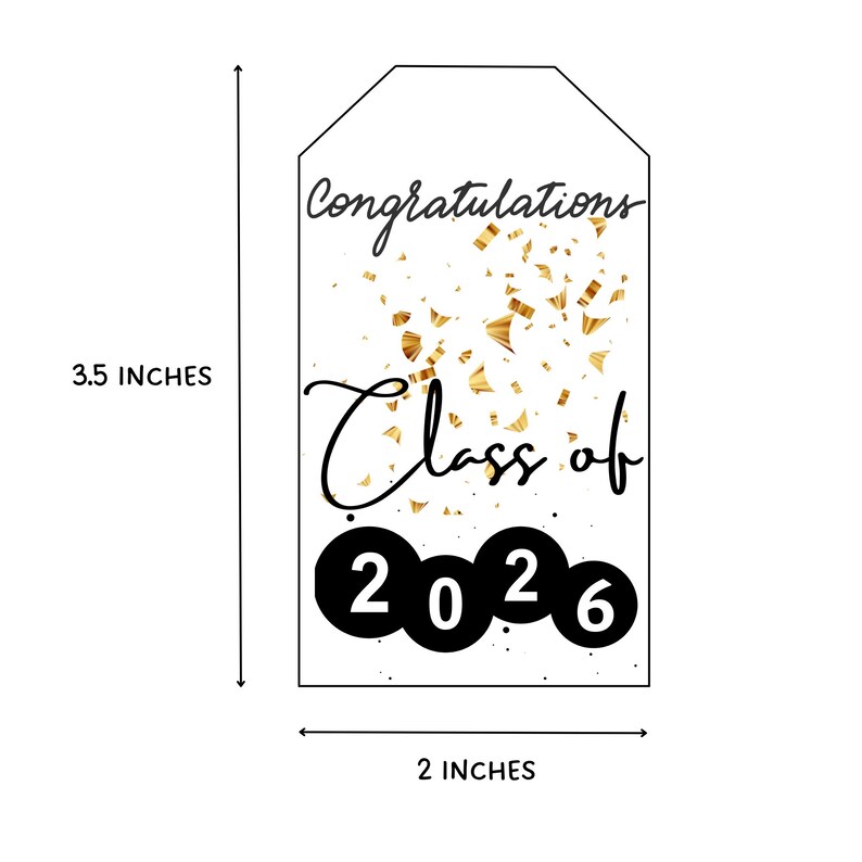 Printable Graduation Gift Tags, Class of 2026 Congrats Grad Simple ...