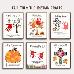 Fall Bible Handprint Crafts Printable for Kids, Christian DIY Art Sunday School Church Autumn Activity Toddler Preschool Homeschool Keepsake