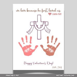 Handprint Bible Verse Craft Printable, Valentine’s Day Christian Art for Sunday School, Baby Toddler Child Nursery DIY Activity Preschool