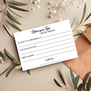 Wedding Advice and Wishes Card Printable, Minimalist Bridal Shower ...
