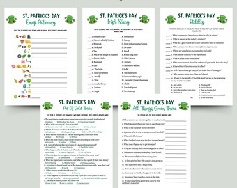 St Patrick's Day Game Bundle Printable, Fun Irish Games, St. Paddys Party Game, St. Pattys Games Kids & Adults, Classroom Games, Family Game