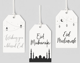 Étiquettes cadeaux Eid Mubarak, étiquette cadeau imprimable, décoration Eid, téléchargement numérique instantané, 9 étiquettes imprimables, étiquette cadeau moderne, décoration Ramadan Kareem