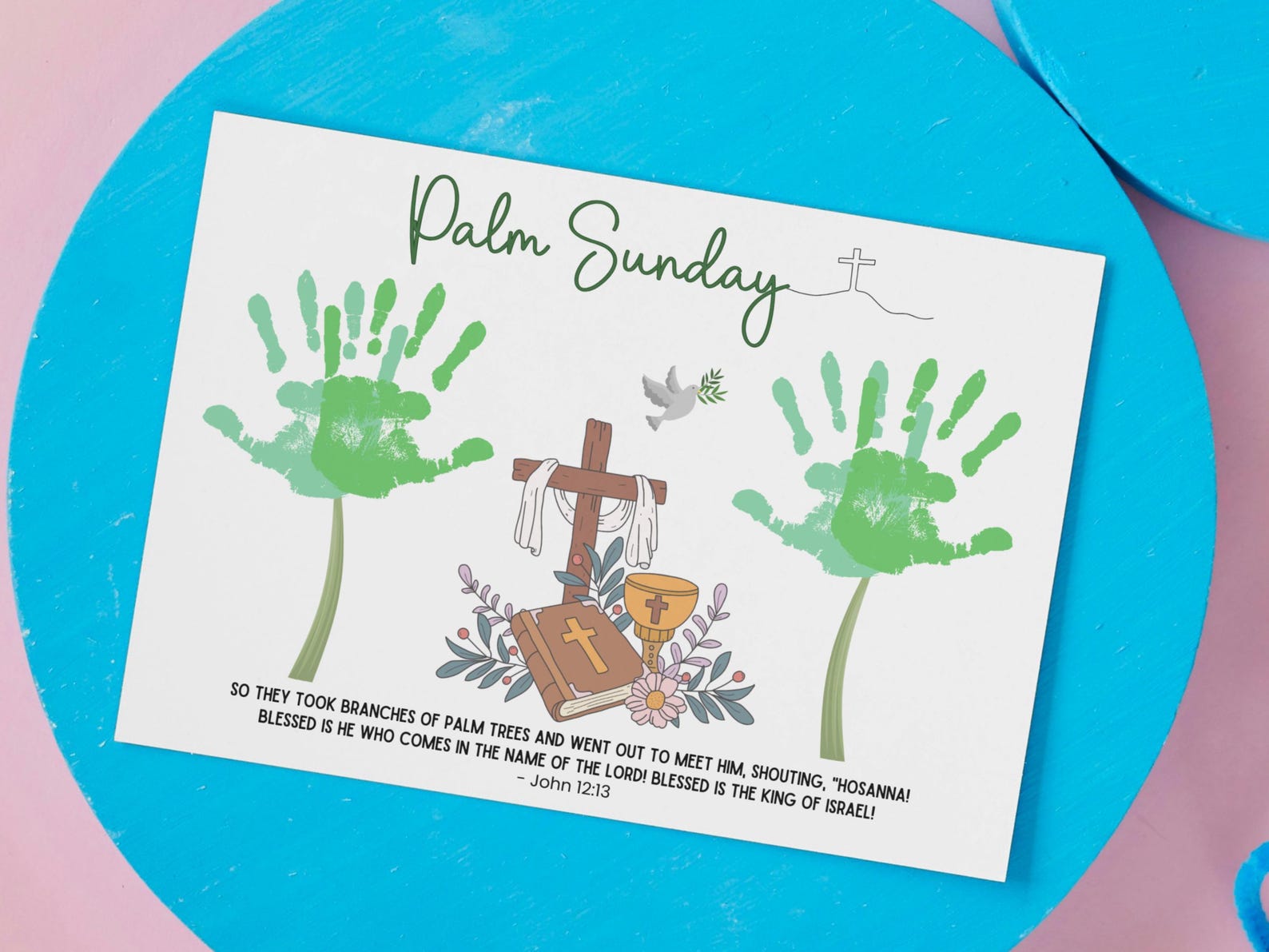 Palm Sunday Easter Handprint Craft Printable Bible Lesson DIY Religious ...