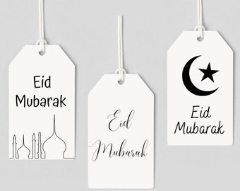 Étiquette-cadeau Eid Mubarak, téléchargement numérique instantané, étiquette cadeau imprimable, décoration de l'Aïd, étiquette cadeau moderne, 9 étiquettes imprimables, décoration Ramadan Kareem