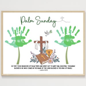 Palm Sunday Easter Handprint Craft Printable Bible Lesson DIY Religious Christian Art for Kids Baby Toddler Sunday School Preschool Activity