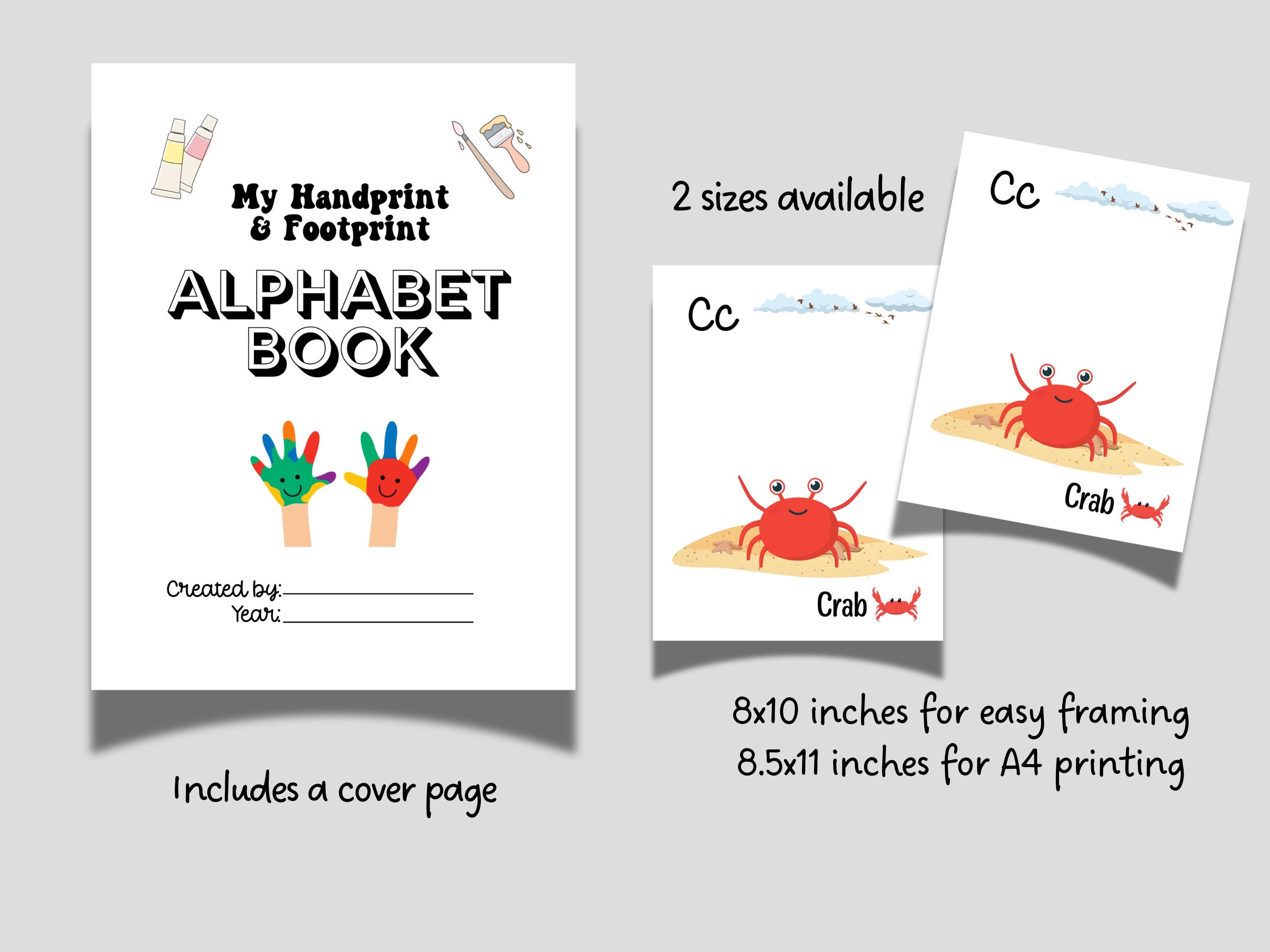 A-Z Alphabet Handprint Footprint Crafts Printable, ABC Memory Phonic ...