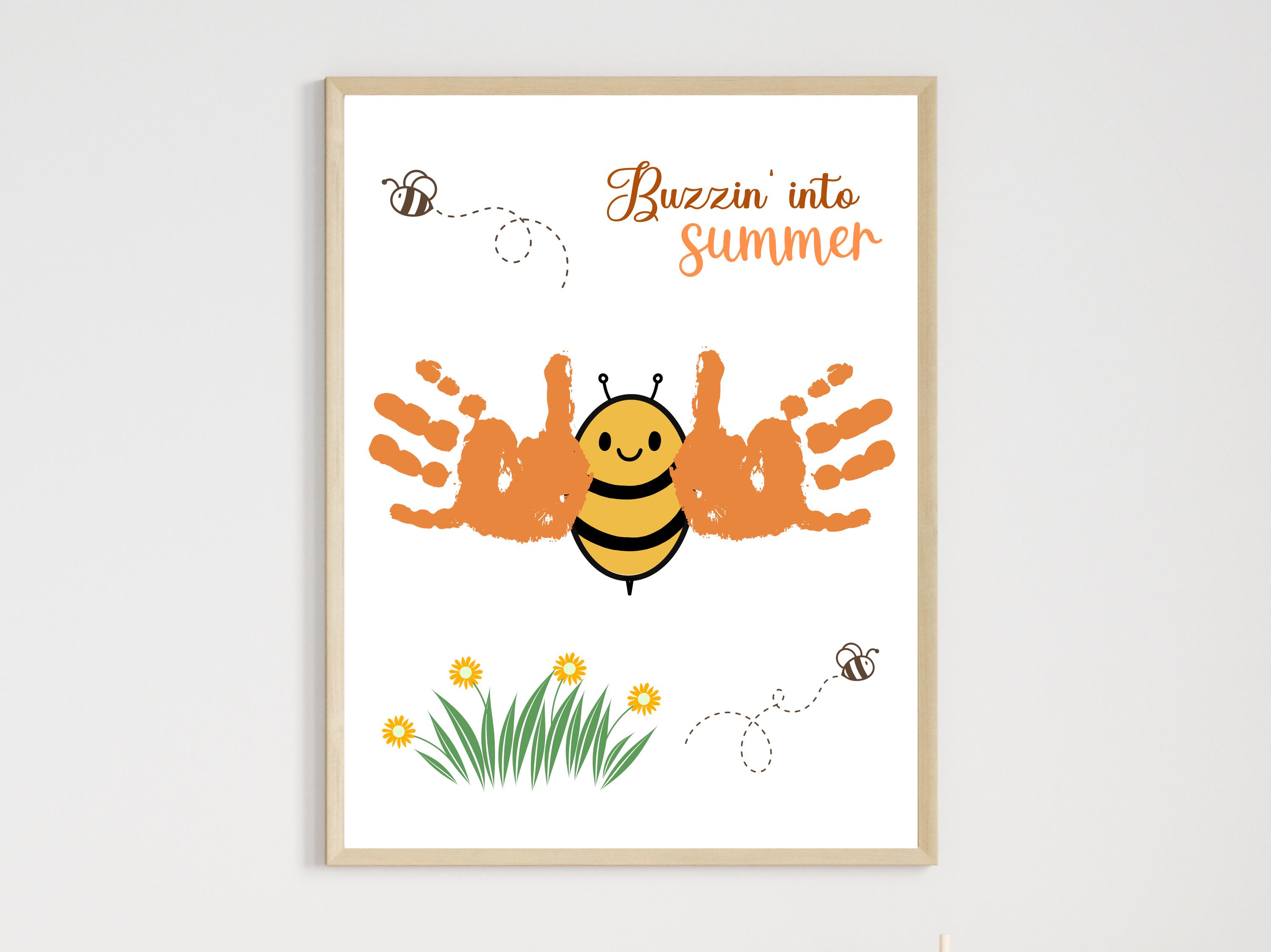 Summer Handprint Craft Printable, DIY Bee Art Project for Kids Toddler ...