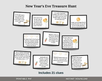 New Years Eve Scavenger Hunt Printable, New Year's Eve Treasure Hunt Clues For Kids, Indoor Activity, 2023 Party Game Kids, Instant Download