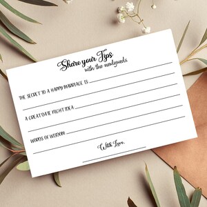Wedding Advice and Wishes Card Printable Minimalist Bridal - Etsy