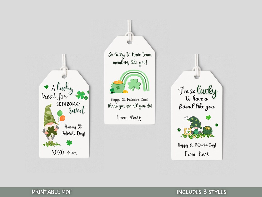 Editable St Patricks Day Gift Tags Printable, Personalized Custom Thank ...