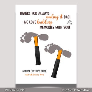 Father's Day Footprint Craft for Kids Printable, DIY Golf Dad Card Art Activity Birthday Gift from Baby Toddler Preschool Daycare Children