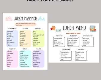 Editable Kids Lunch Planner Meal Weekly Planner (Download Now) - Etsy