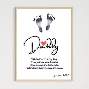 Fathers Day Footprint Craft Printable DIY Daddy Card Newborn Art Activity Personalized Birthday Gift for Dad from Baby Toddler Kids Keepsake