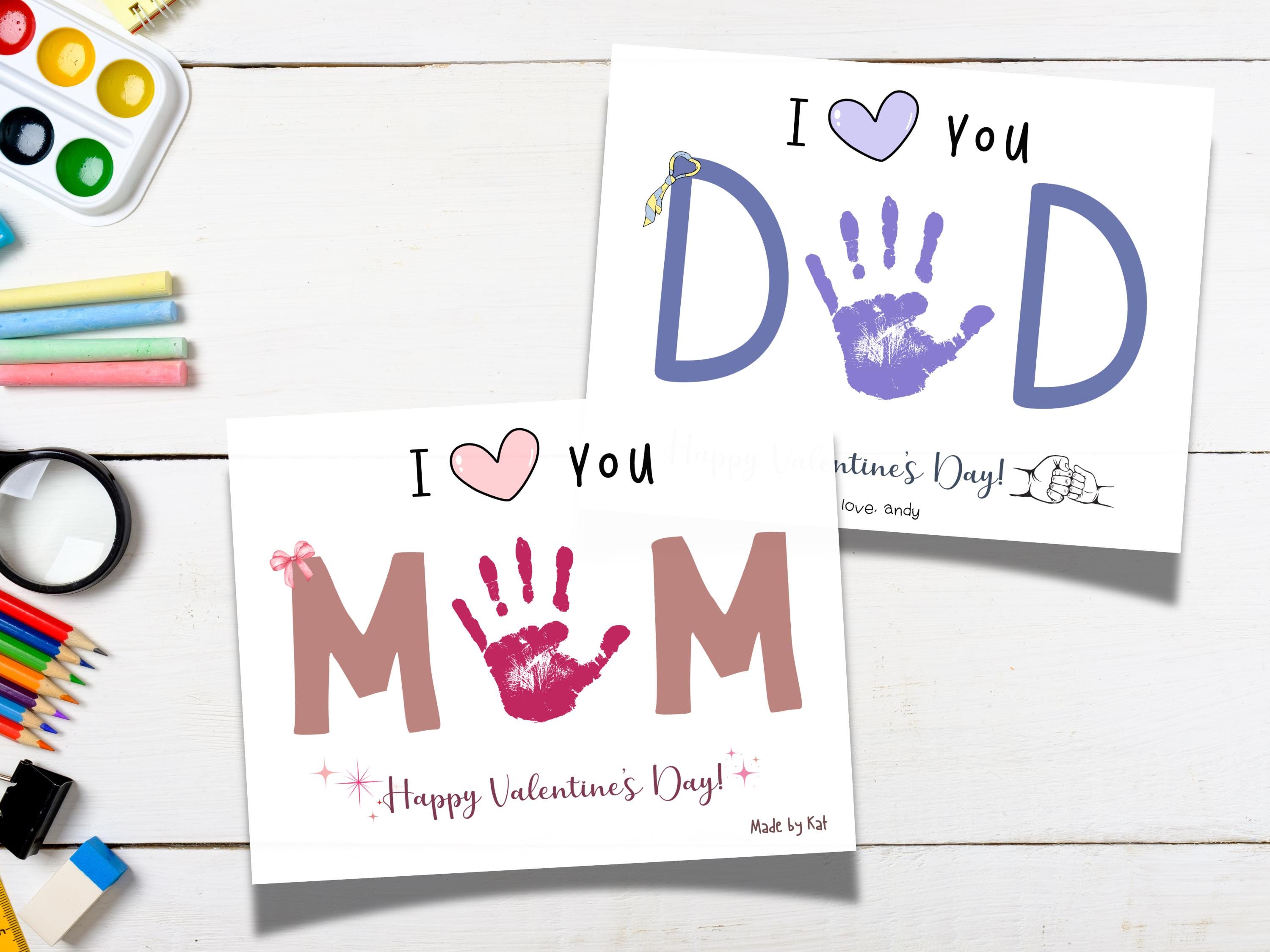 Valentines Day Handprint Holiday Crafts Printable DIY Art for Kids Baby ...